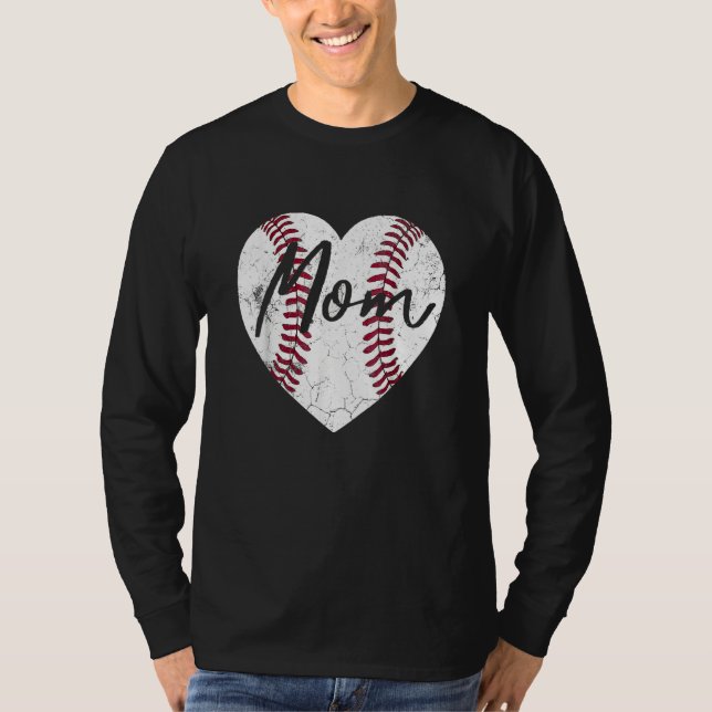 Baseball Softball Heart Mom Mother's Day Mommy Mam T-Shirt (Front)