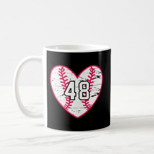 Baseball Softball Heart Number 48 Sports Player Fa Coffee Mug