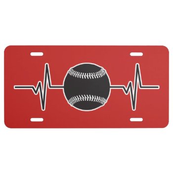 Baseball / Softball - Heartbeat Pulse Graphic License Plate by Sandpiper_Designs at Zazzle