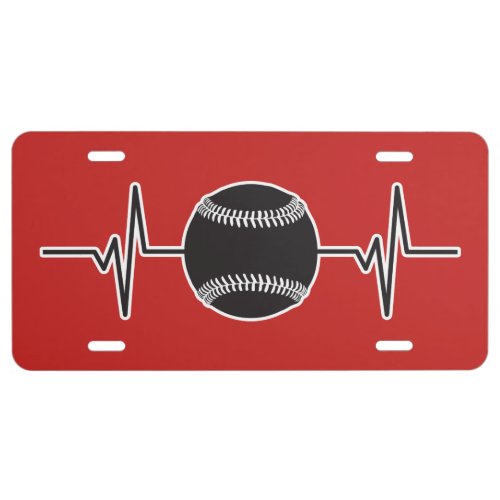 Baseball  Softball _ Heartbeat Pulse Graphic License Plate