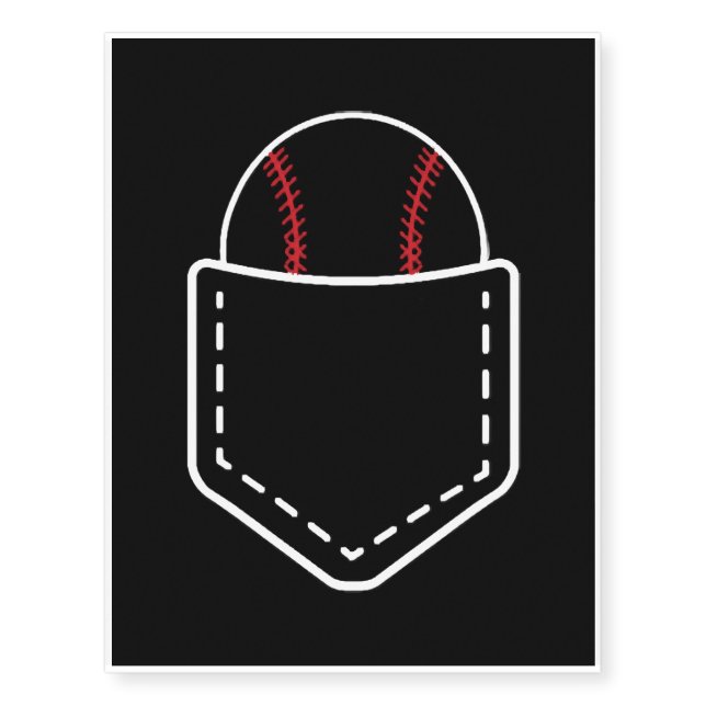 Baseball Softball In A Pocket Temporary Tattoos (Front)