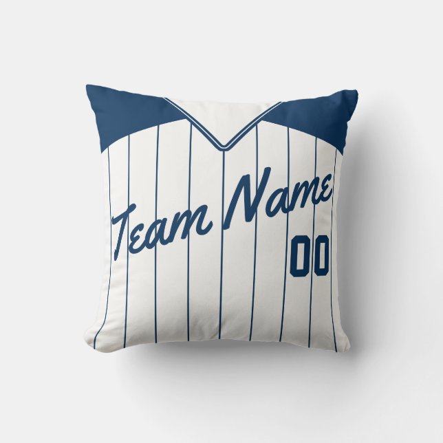Baseball Softball Jersey Name & Number Template Throw Pillow (Front)