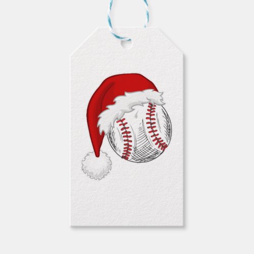 Baseball Softball lovers _ Xmas Santa Claus Hat Gift Tags
