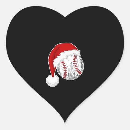 Baseball Softball lovers _ Xmas Santa Claus Hat Heart Sticker