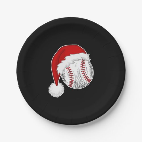 Baseball Softball lovers _ Xmas Santa Claus Hat Paper Plates