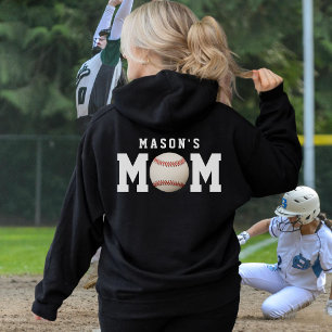 Baseball Softball Mom Kid's Name Parent Black Hoodie