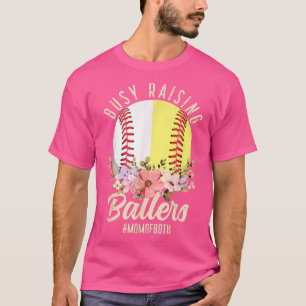 Baseball Softball Mom Of Both Busy Raising Ballers T-Shirt