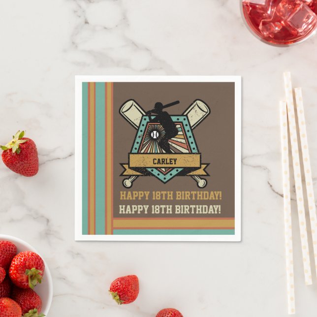 Baseball Softball Name Age Number Birthday Napkins (Insitu)