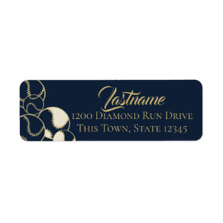 Baseball Softball Navy Blue and Gold Address Label