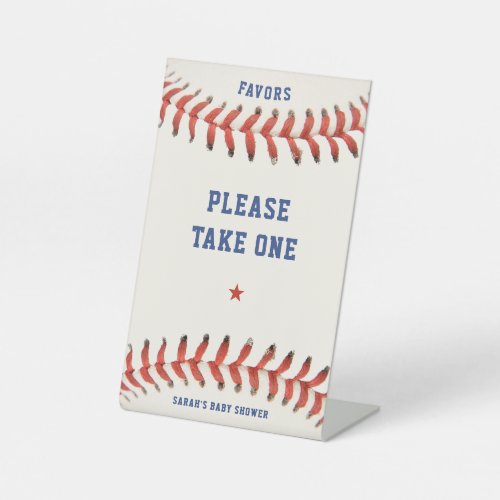 Baseball Softball Party Favor Take One Baby Shower Pedestal Sign