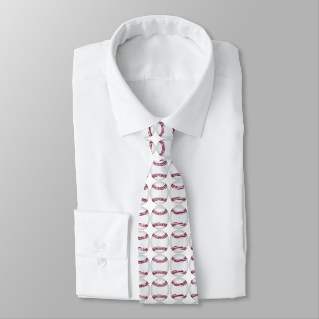 Baseball Softball Pattern Neck Tie (Tied)