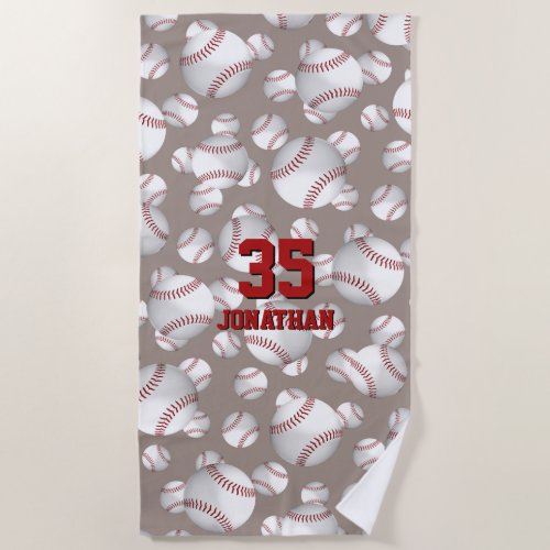 baseball softball pattern personalized beach towel