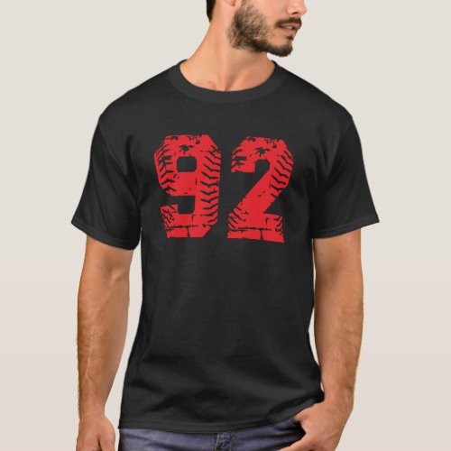 Baseball Softball Player Red Lucky Number 92 T_Shirt