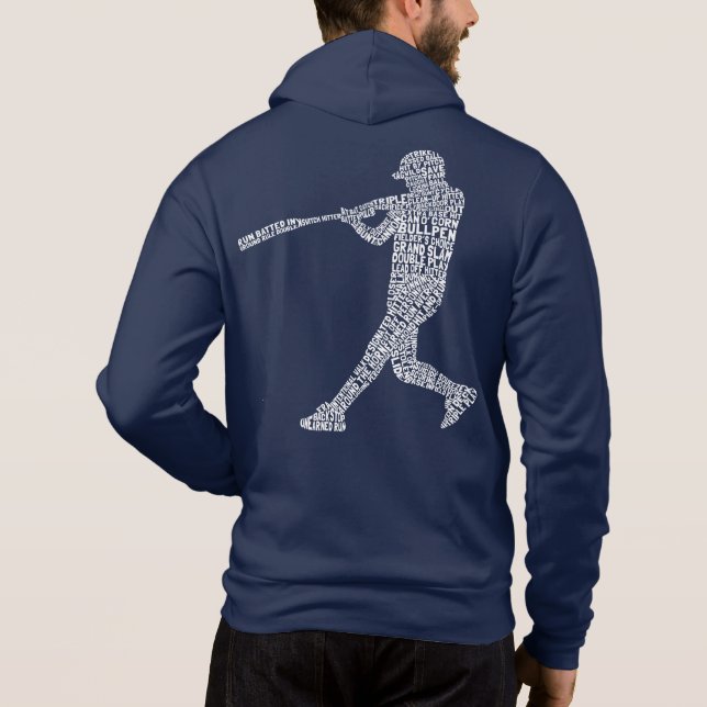 Baseball Softball Player Word Art Wordle Hoodie (Back)