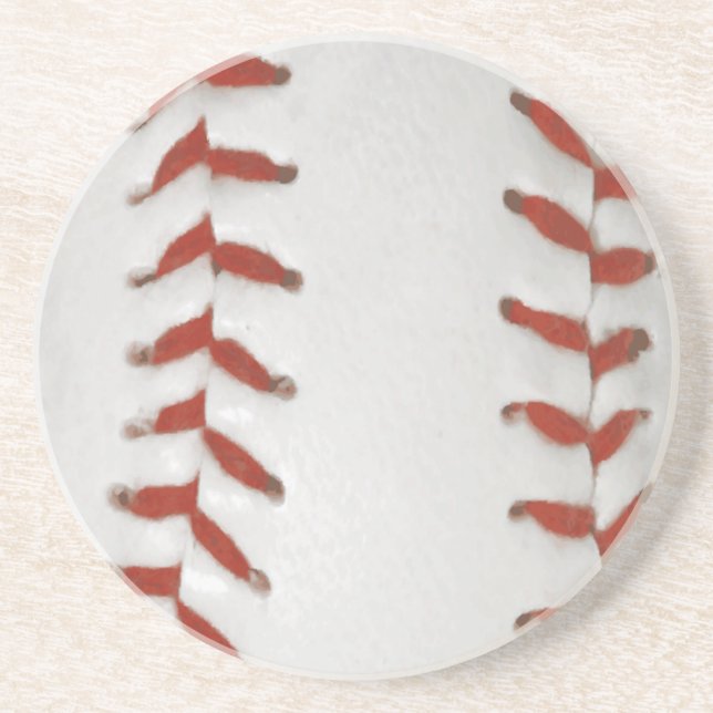 Baseball Softball Print Pattern Background Sandstone Coaster (Front)