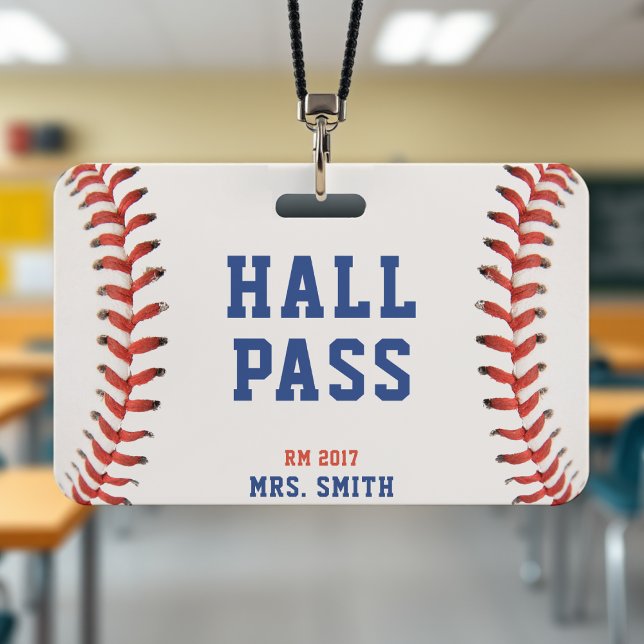 Baseball Softball School Teacher Student Hall Pass Badge (Baseball Softball School Teacher Student Hall Pass Badge
)