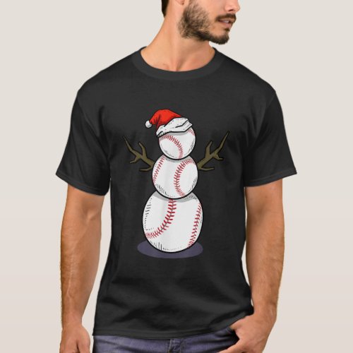 Baseball Softball Snowman Christmas Holiday Season T_Shirt