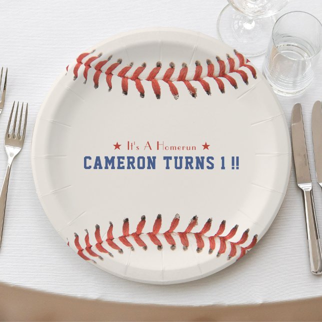 Baseball Softball Sport 1st Birthday Party Paper Plates (Baseball Softball Sport 1st Birthday Party Paper Plates)