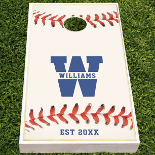 Baseball Softball Sport Family Name Monogram Cornhole Set