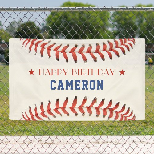 Baseball Softball Sport Happy Birthday Party Banner