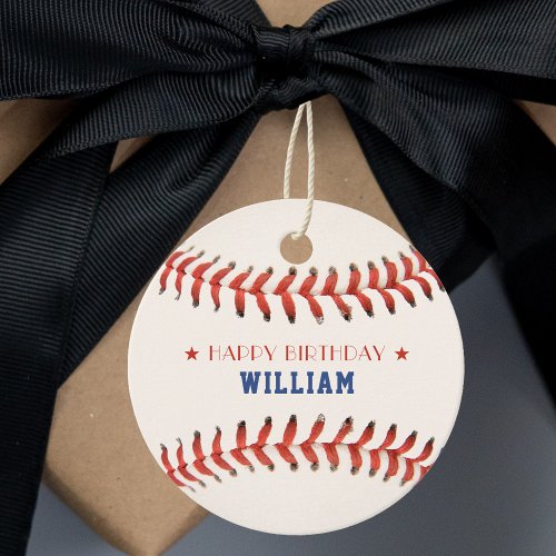 Baseball Softball Sport Happy Birthday Party Favor Tags