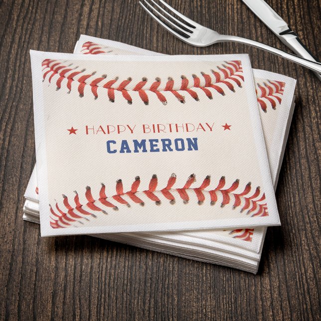 Baseball Softball Sport Happy Birthday Party Napkins (Creator Uploaded)
