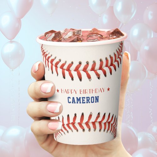 Baseball Softball Sport Happy Birthday Party Paper Cups