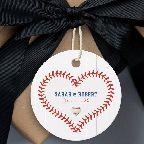Baseball Softball Sport Heart Pinstripe Wedding Favor Tags
