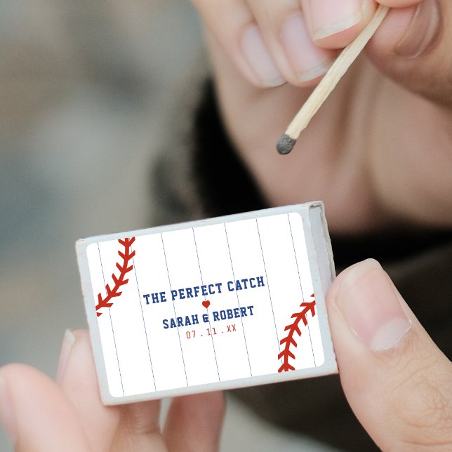 Baseball Softball Sport Heart Pinstripe Wedding Matchboxes (Baseball Softball Sport Heart Pinstripe Wedding Matchboxes)