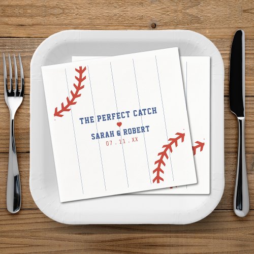 Baseball Softball Sport Heart Pinstripe Wedding Napkins