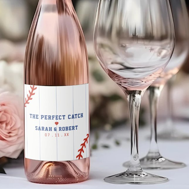 Baseball Softball Sport Heart Pinstripe Wedding Sparkling Wine Label (Baseball Softball Sport Heart Pinstripe Wedding Sparkling Wine Label
)
