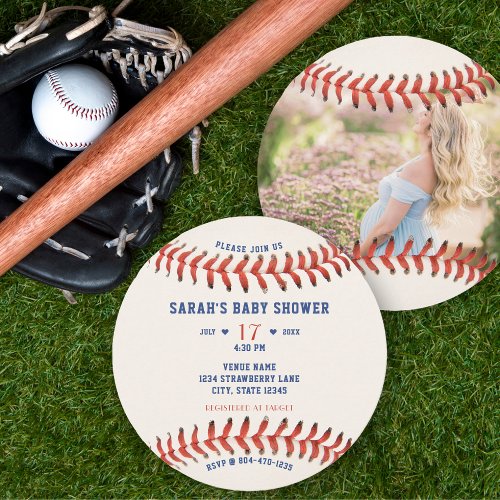 Baseball Softball Sport Photo Baby Shower Invitation