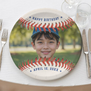 Baseball Softball Sport Photo Happy Birthday Party Paper Plates
