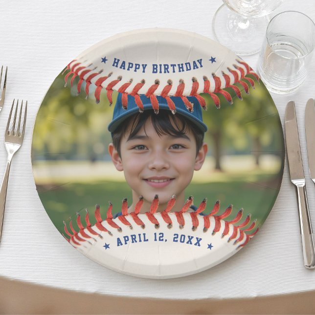 Baseball Softball Sport Photo Happy Birthday Party Paper Plates (Baseball Softball Sport Photo Happy Birthday Party Paper Plates
)