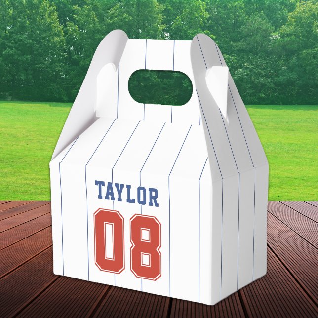 Baseball Softball Sport Pinstripe Birthday Party Favor Boxes (Baseball Softball Sport Pinstripe Birthday Party Favor Box)