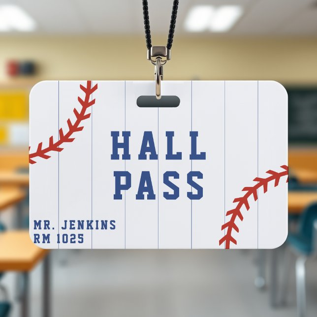 Baseball Softball Sport Pinstripe School Hall Pass Badge (Baseball Softball Sport Pinstripe School Hall Pass Badge
)