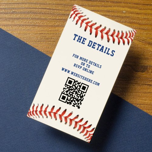 Baseball Softball Sport QR Code Wedding Details Enclosure Card