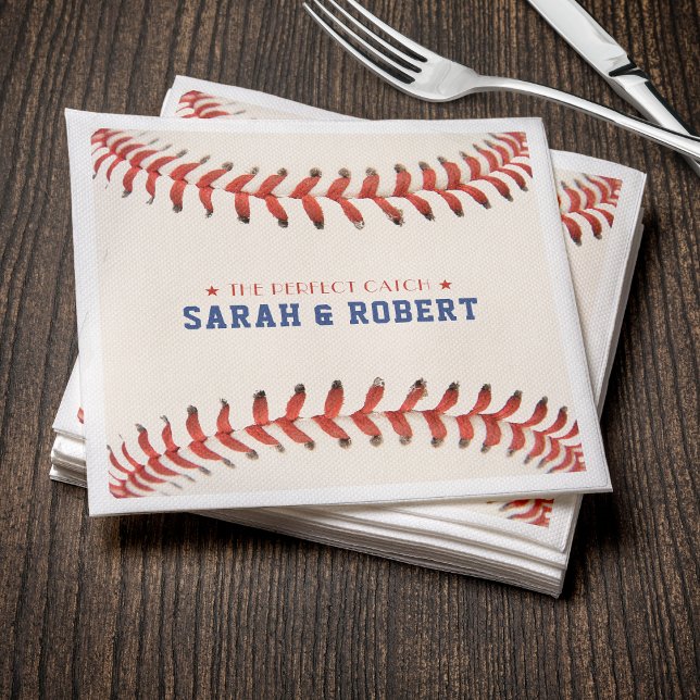 Baseball Softball Sport The Perfect Catch Wedding Napkins (Creator Uploaded)
