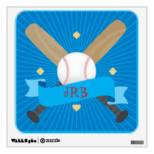Baseball Softball Sports Bases Bat Ball Blue Boy Wall Decal