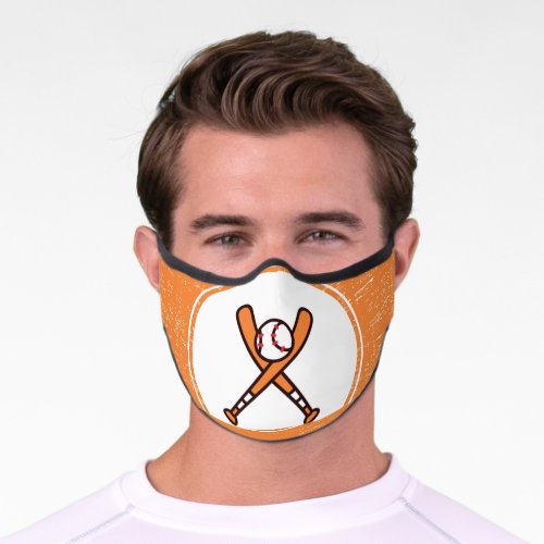 Baseball Softball Sports Themed Orange Cool Modern Premium Face Mask