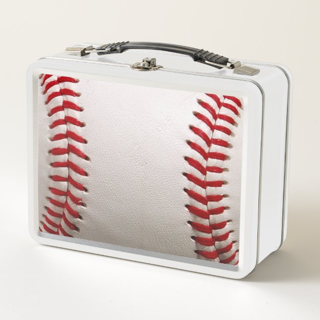 Baseball Softball Stitched Graphic - Sports Art Metal Lunch Box (Front)