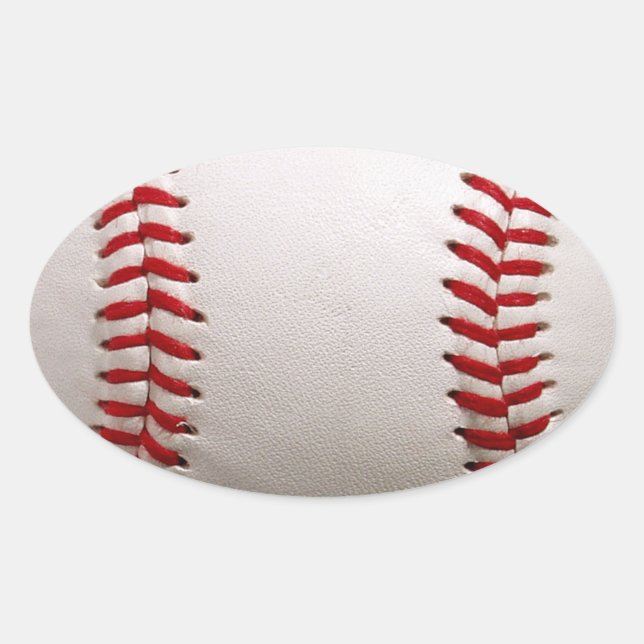Baseball Softball Stitched Graphic - Sports Art Oval Sticker (Front)
