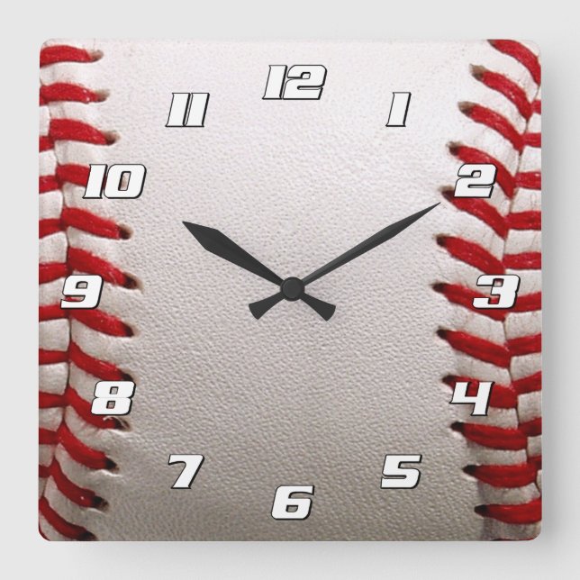 Baseball Softball Stitched Graphic - Sports Art Square Wall Clock (Front)