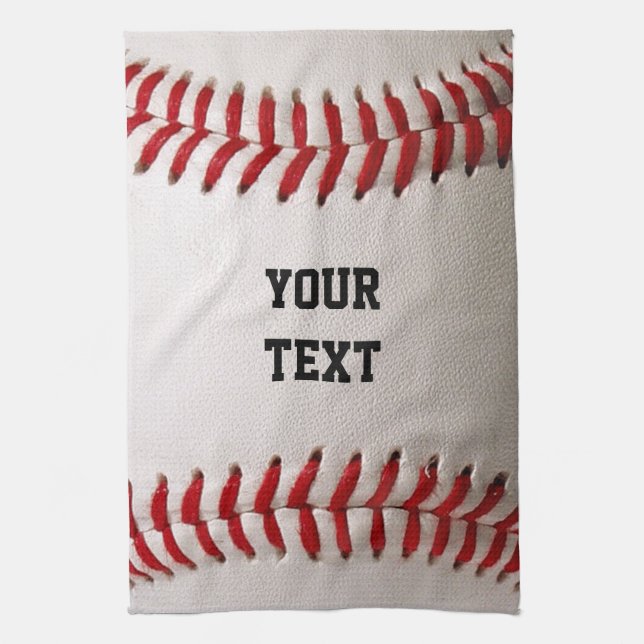 Baseball Softball Stitching Custom Text Kitchen Towel (Vertical)