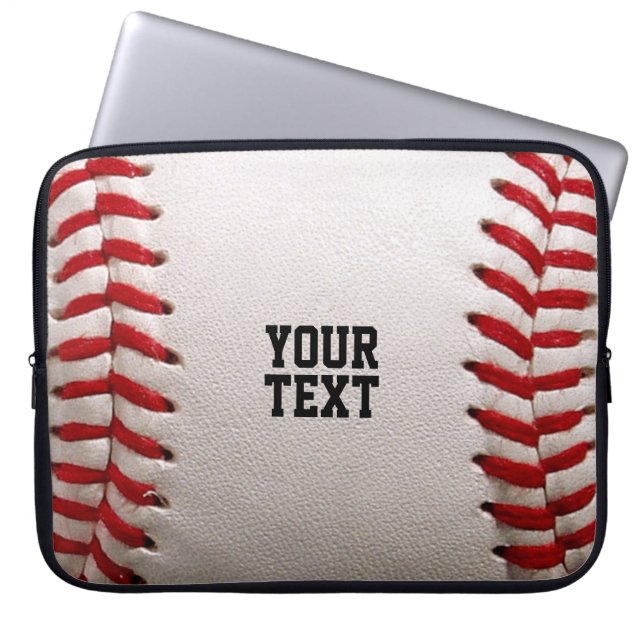 Baseball Softball Stitching Custom Text Laptop Sleeve (Front)