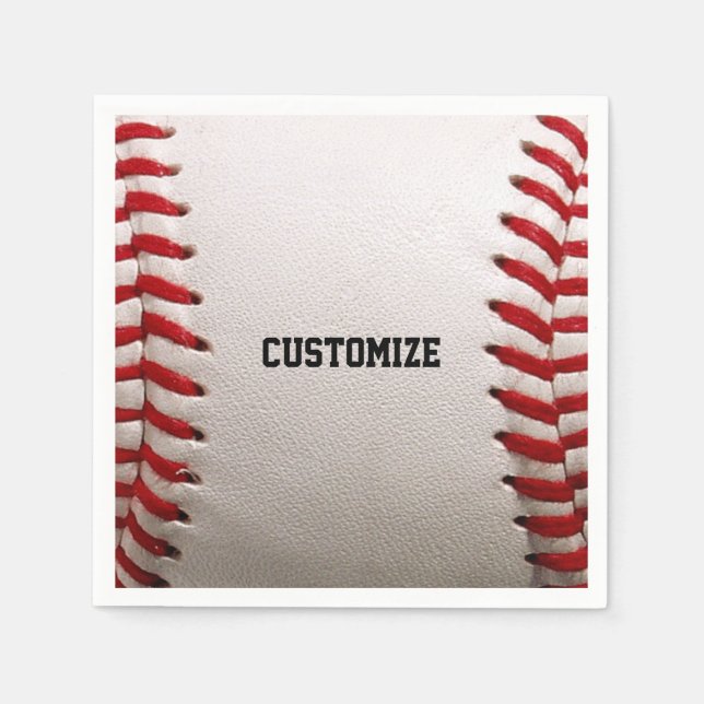 Baseball Softball Stitching Custom Text Napkins (Front)