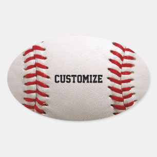 Baseball Softball Stitching Custom Text Oval Sticker