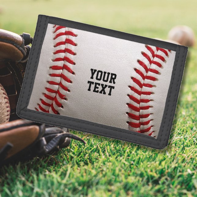 Baseball Softball Stitching Custom Text Trifold Wallet (Creator Uploaded)