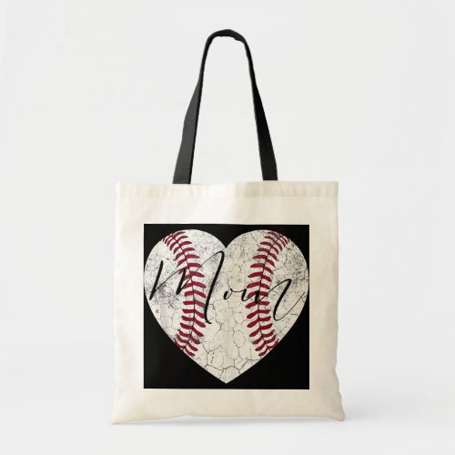 Baseball Softball T_Ball Heart Mom Distressed  Tote Bag