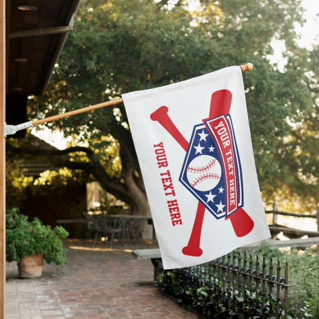 Baseball Softball Your Text House Flag (In SItu)